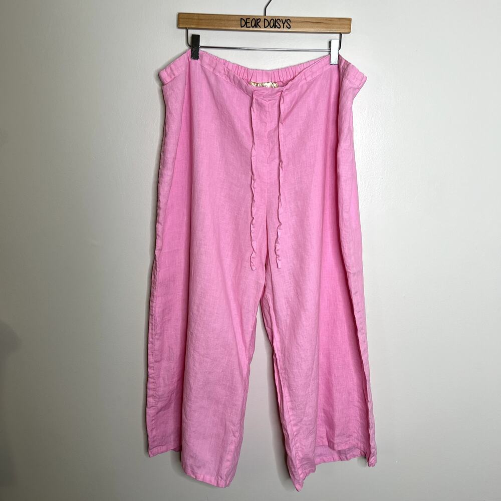 Vintage Kiko Bay Linen Pink Drawstring Capri Pants
